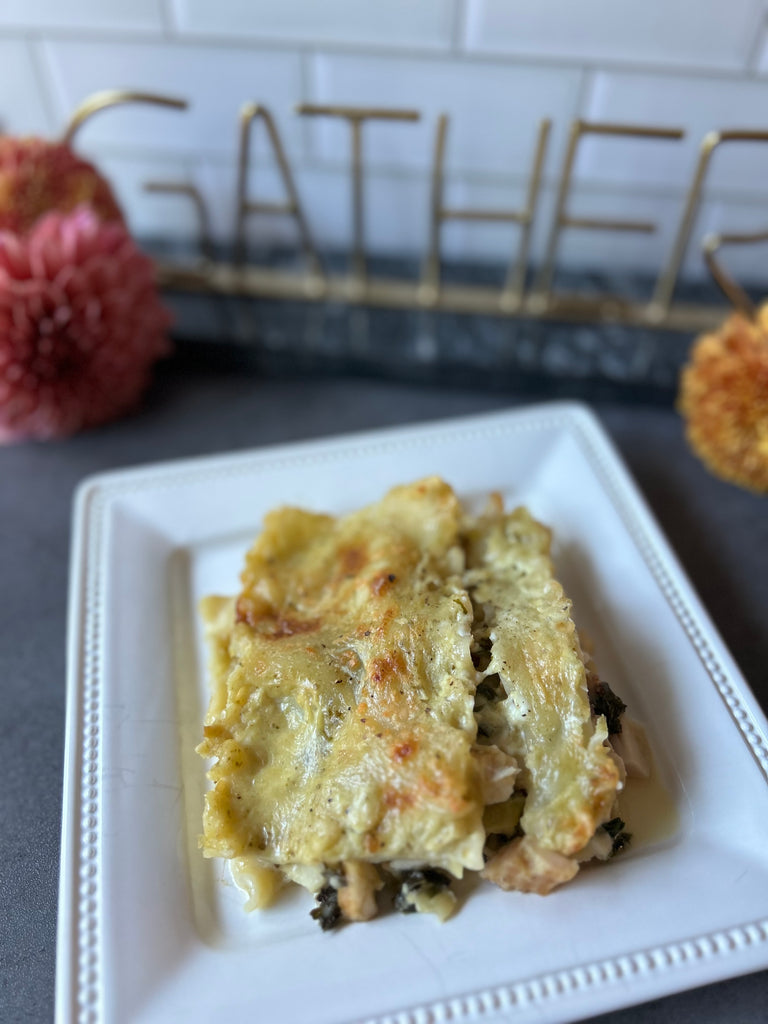 Super Greens Lasagna with Smoked Sturgeon