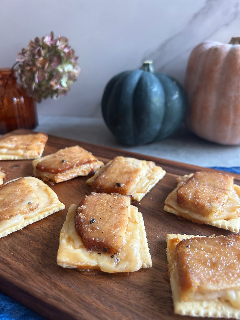 SHOYU CANDIED STURGEON PARMESAN CRACKER BITES