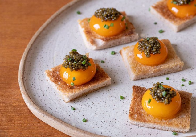 CURED EGG AND CAVIAR TOAST
