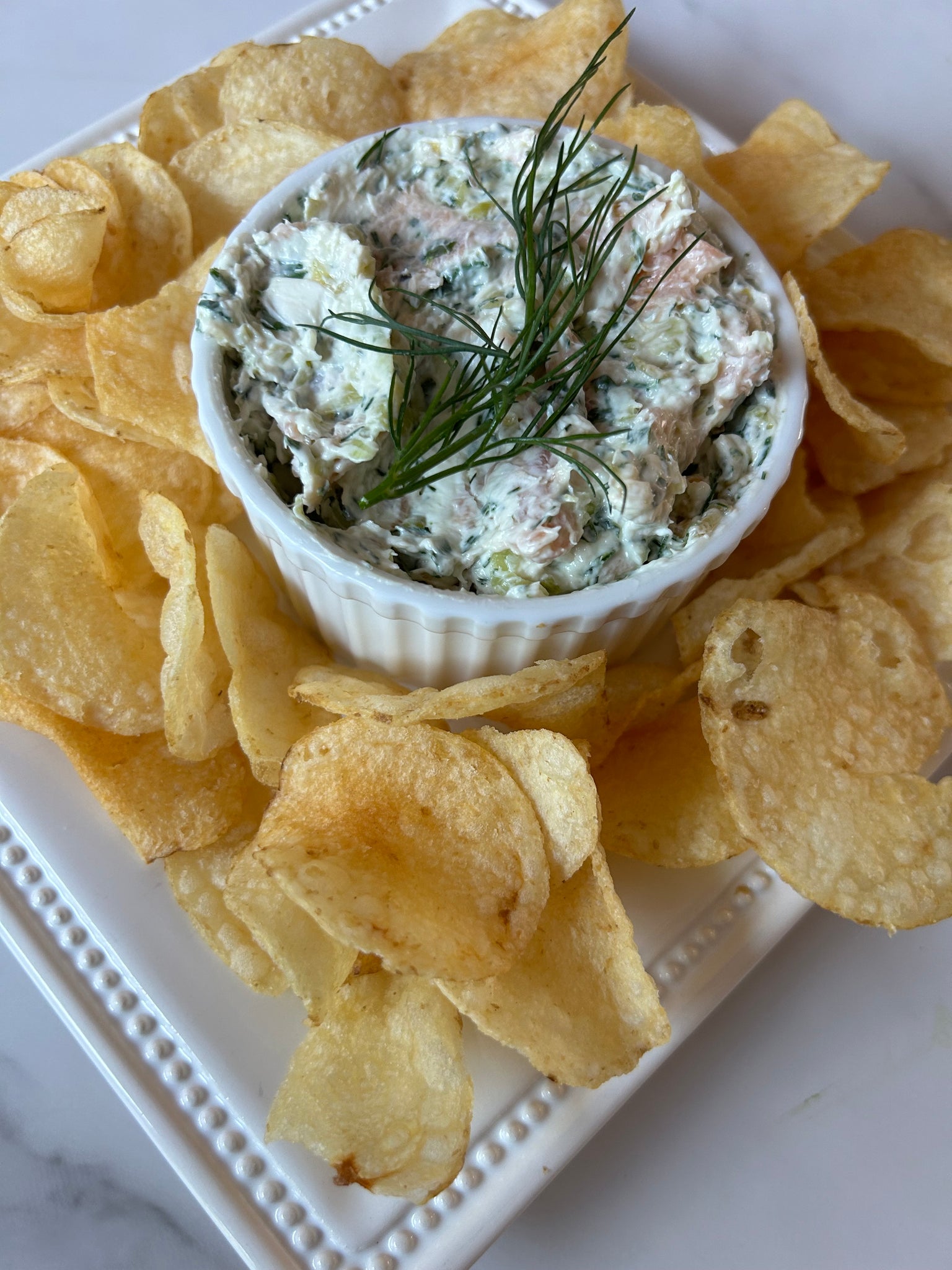 CARAMELIZED LEEK & SMOKED SALMON DIP– Plaza De Caviar